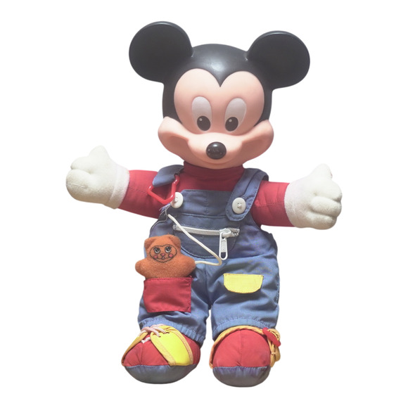 Disney Other - Vintage Mickey Mouse Learning Toy Dress Doll Tie Buckle Zip Button Disney Plush